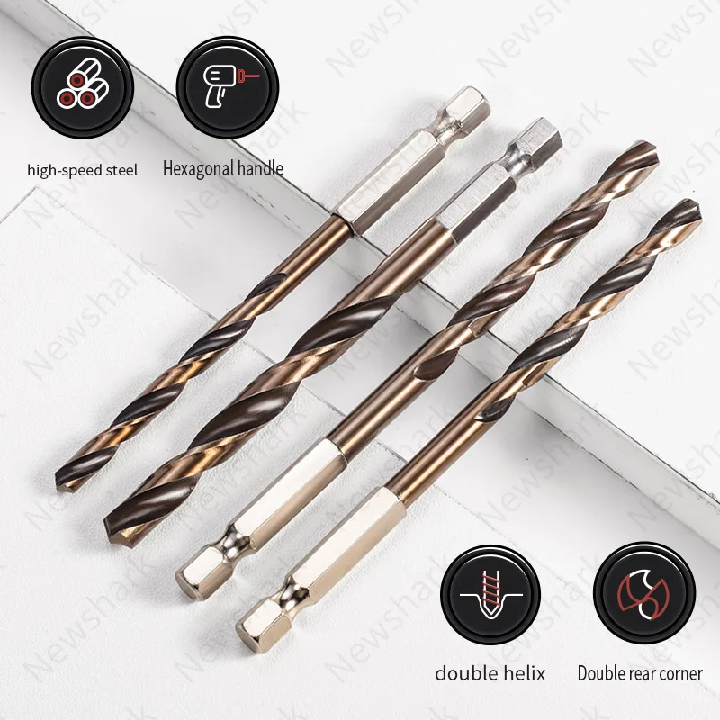 

A Set of 15 Hexagonal Fried Dough Twists Drills, Packed in High-Speed Steel Drill Boxes, Suitable for Woodworking Metal Hand Too