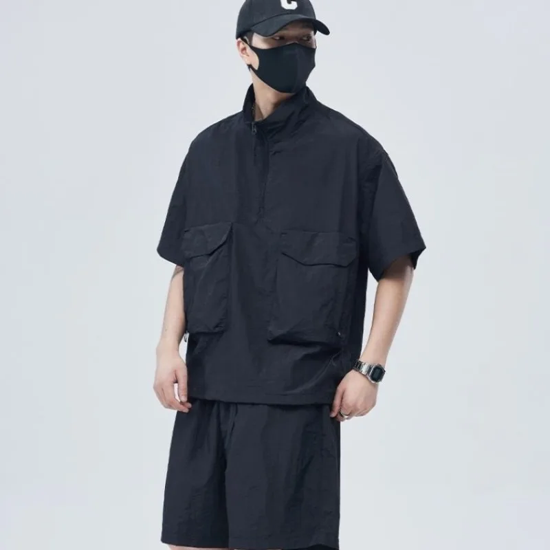 

American Style Casual Sportswear Set Men Summer Plus Size Up To 300 Jin Teen Two Piece Outfit