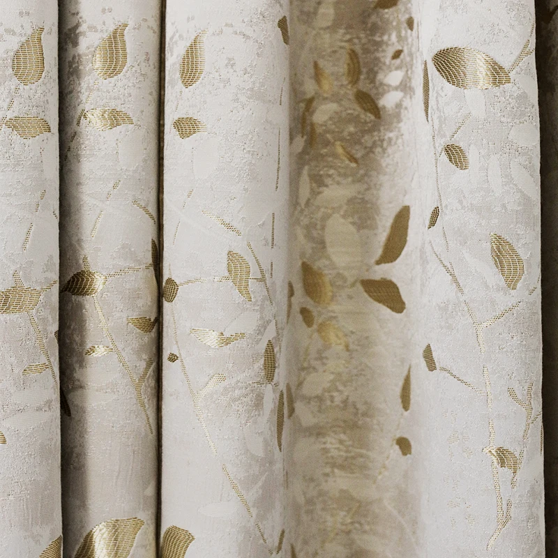 Modern Blackout Curtain for Living Room,High-precision Gold Branch Jacquard Blackout Window Drape,Luxury Home Decorative Fabrics