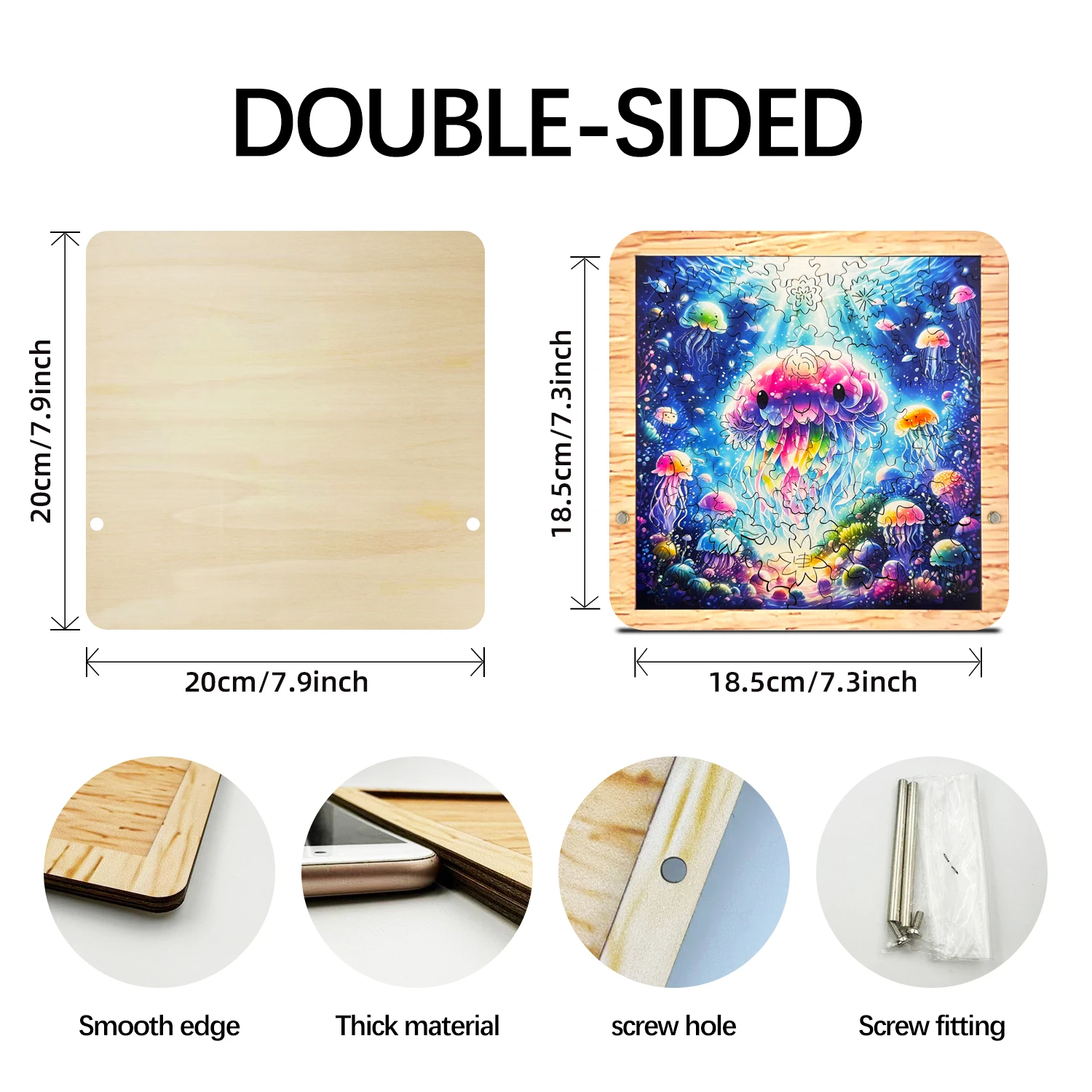 Puzzle in legno con meduse da 115 pezzi per adulti con piastra di base, puzzle in legno di forma unica, decorazioni per la casa di arte moderna