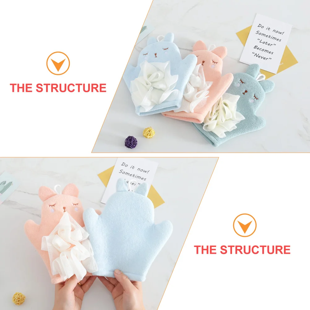 

2 Pcs Bath Gloves Baby Bath Balls Exfoliating Massage Dual use Shower Sponge Scrubber Loofahs Viscose Child Glove