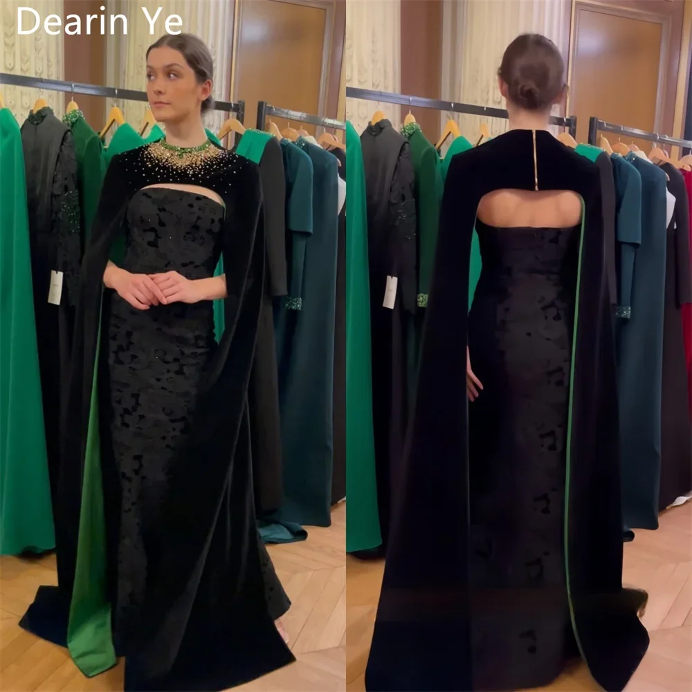 

Customized Prom Gown Dearin Scoop Neckline A-line Floor Length Skirts Draped Stole Beading Sleeveless Bespoke Occasion Dresses E