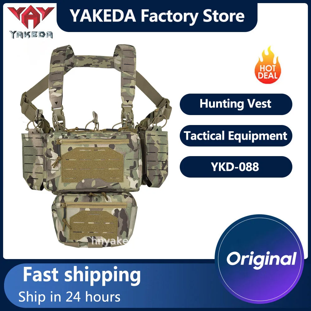 YAKEDA Tactical Chest Hanger Multifunctional Breathable Lightweight Equipment Tactical Vest Wear-Resistant Polyester Sling