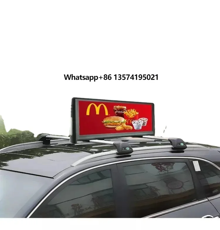 Taxi Roof Top LED Digital Display Screen  P4 Car Led Display for Advertising   Scrolling Waterproof 4G Wifi