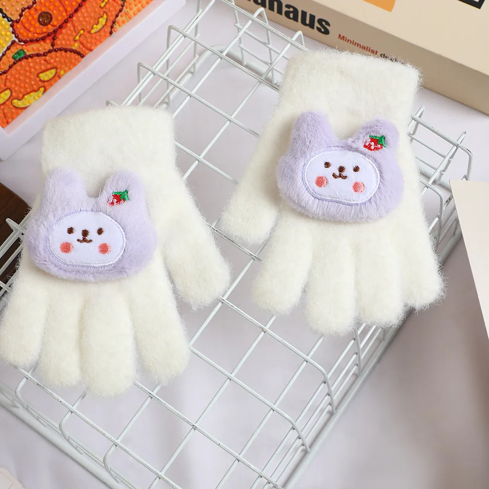 قفازات جديدة لطيفة برسوم كرتونية بخمسة أصابع للخريف والشتاء قفازات دافئة مقاومة للرياح #5