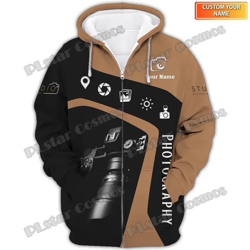 20151123 اسم مخصص نمط الكاميرا تصميم مصور ثلاثية الأبعاد مطبوعة موضة الرجال حتى هوديس الخريف للجنسين عادية البريدي Pullove