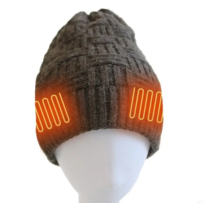 الرجال النساء قابلة للشحن الكهربائية الدافئة ساخنة قبعة الشتاء بطارية ساخنة الجمجمة قبعة قبعة ألياف الكربون التدفئة قبعة في #5
