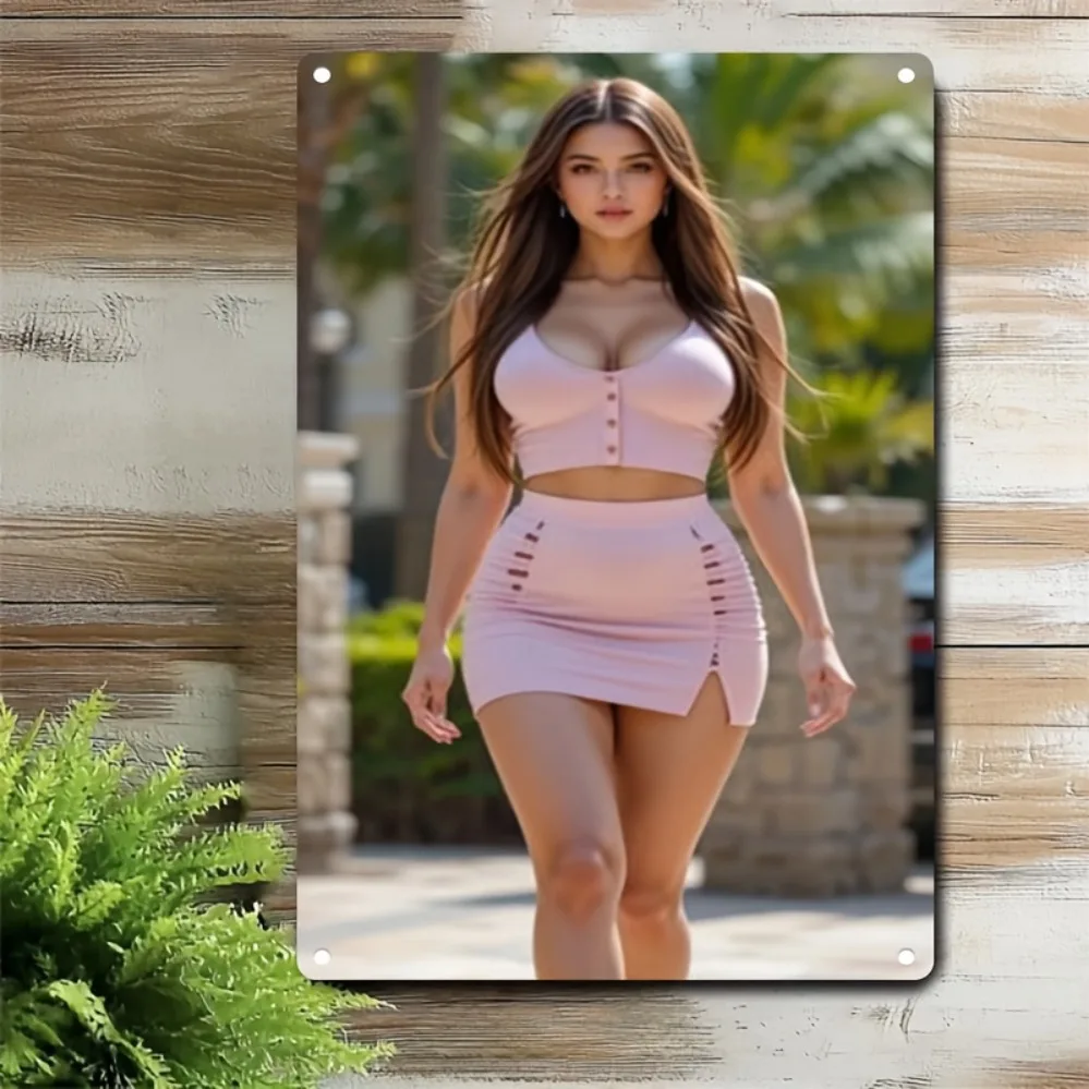 

Vintage Pin Up Girl Metal Sign Retro Cafe Bar Wall Decor Durable Iron Plate Home Office Christmas Gift