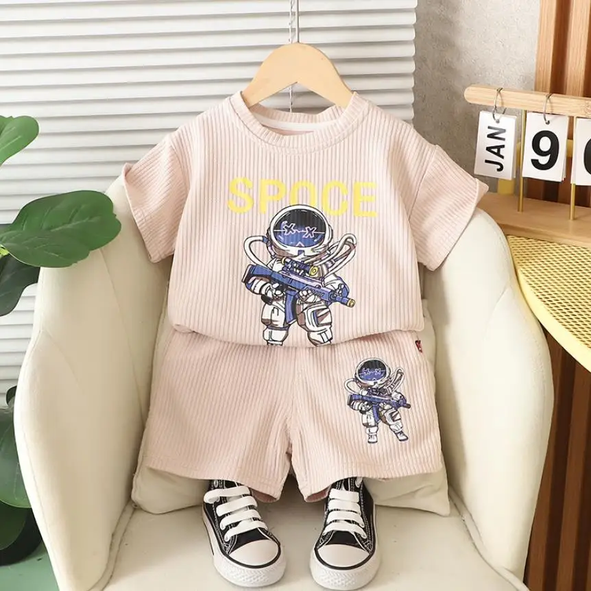 

Toddler Baby Boys Sets Summer Cartoon Print Casual O-neck T-shirts and Shorts Two Piece Kids Tracksuits Infant Boy Clothing