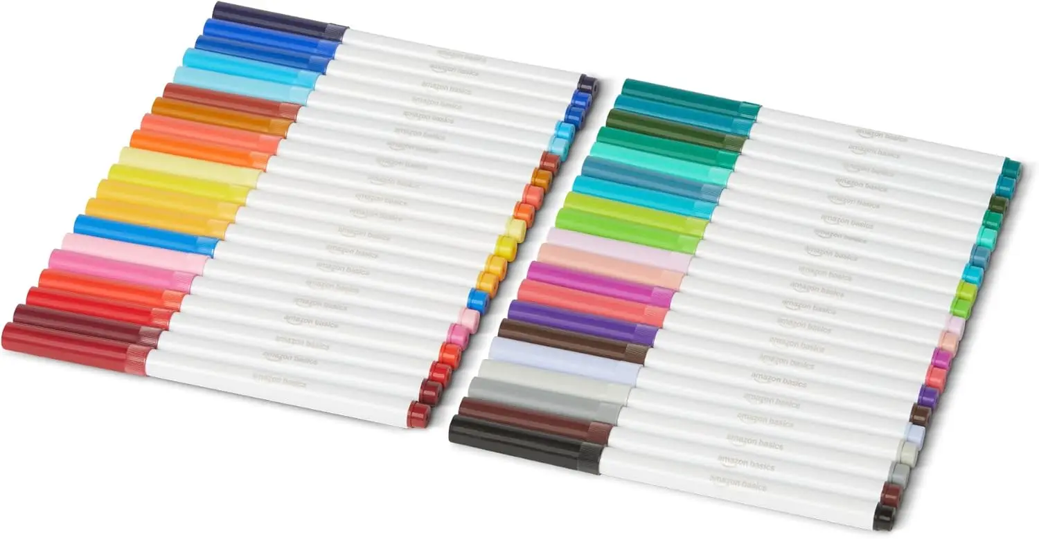 40 Washable Markers Set, Vibrant Colors for Drawing & Doodling with Fine Tip