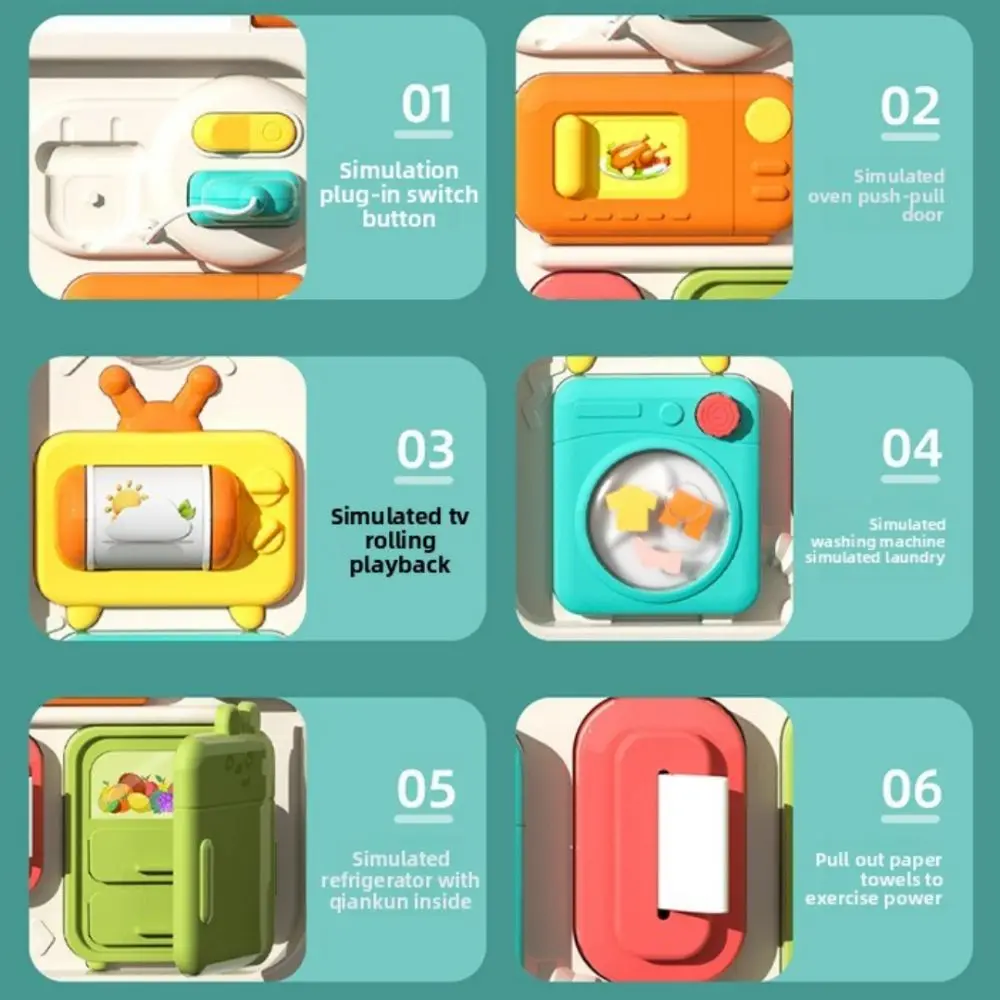 Nieuw 63-IN-1 Montessori Busy Board Algemene kennispuzzel Vroeg onderwijs Zintuiglijke ontwikkeling Stuurwiel voor