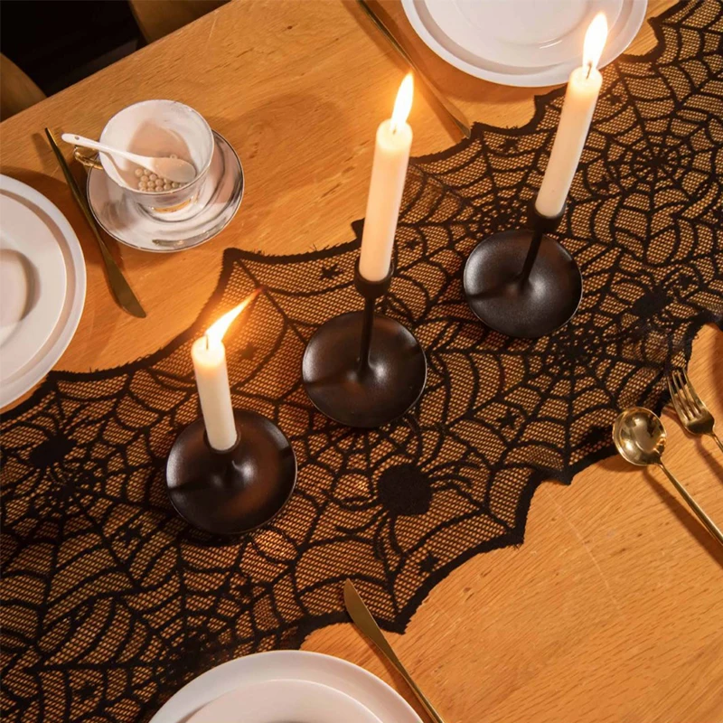 Halloween Spider Web Star Table Flag Woven Lace Black Spider Ghost Festival Dining Table Party Decoration Table Cloth