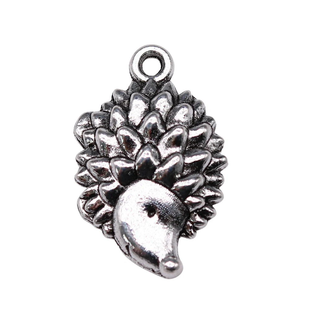 10pcs/lot 22x14mm Hedgehog Charms For Jewelry Making Antique Silver Color 0.87x0.55inch