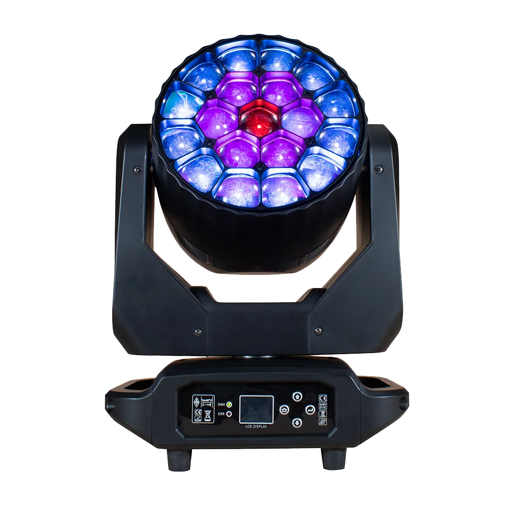 SHEHDS 2PCS 19x20W Wash Big Bees Eyes/ RGBW 19X15W LED Zoom Beam Moving Head Light for DJ Disco Bar Nightclub