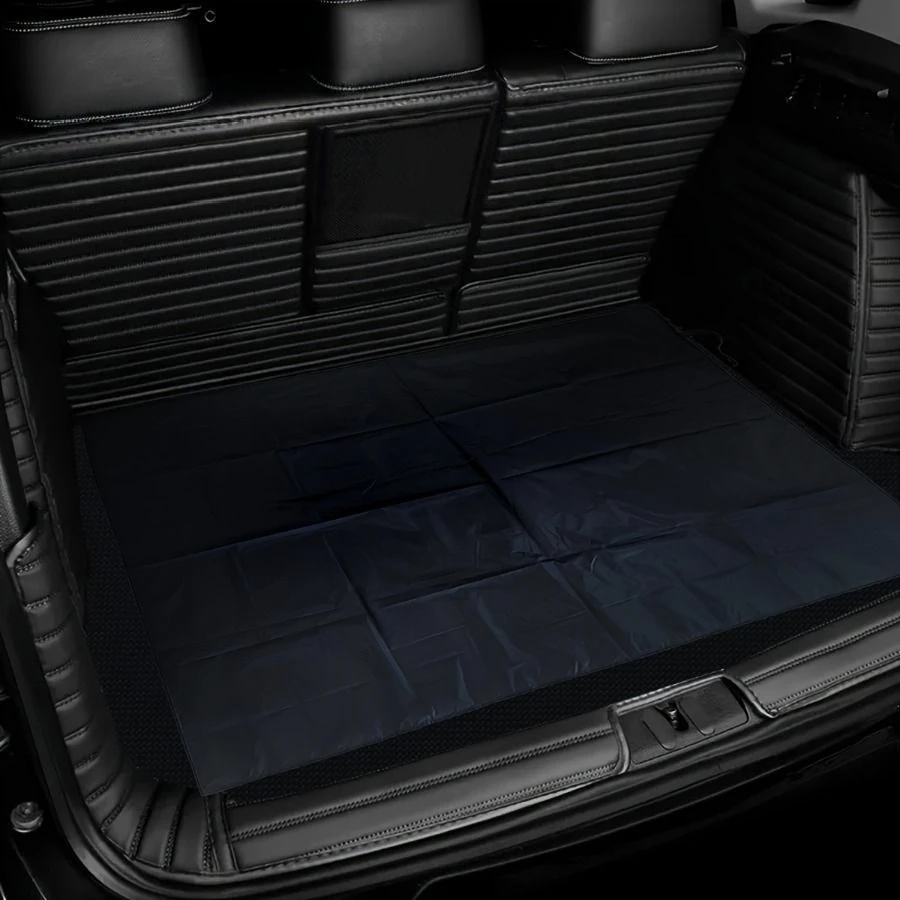 Tapis de coffre en PVC noir pur épaissi, imperméable, facile à nettoyer et à transporter, tapis anti-salissure pour rangement de voiture, à usage