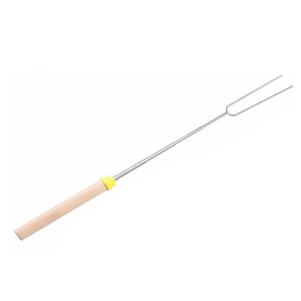 1 pc Stainless Steel Barbecue Fork Marshmallow Roasting Stick Sausage Skewer Hot Dog Camping BBQ Tool Outdoor Cooking