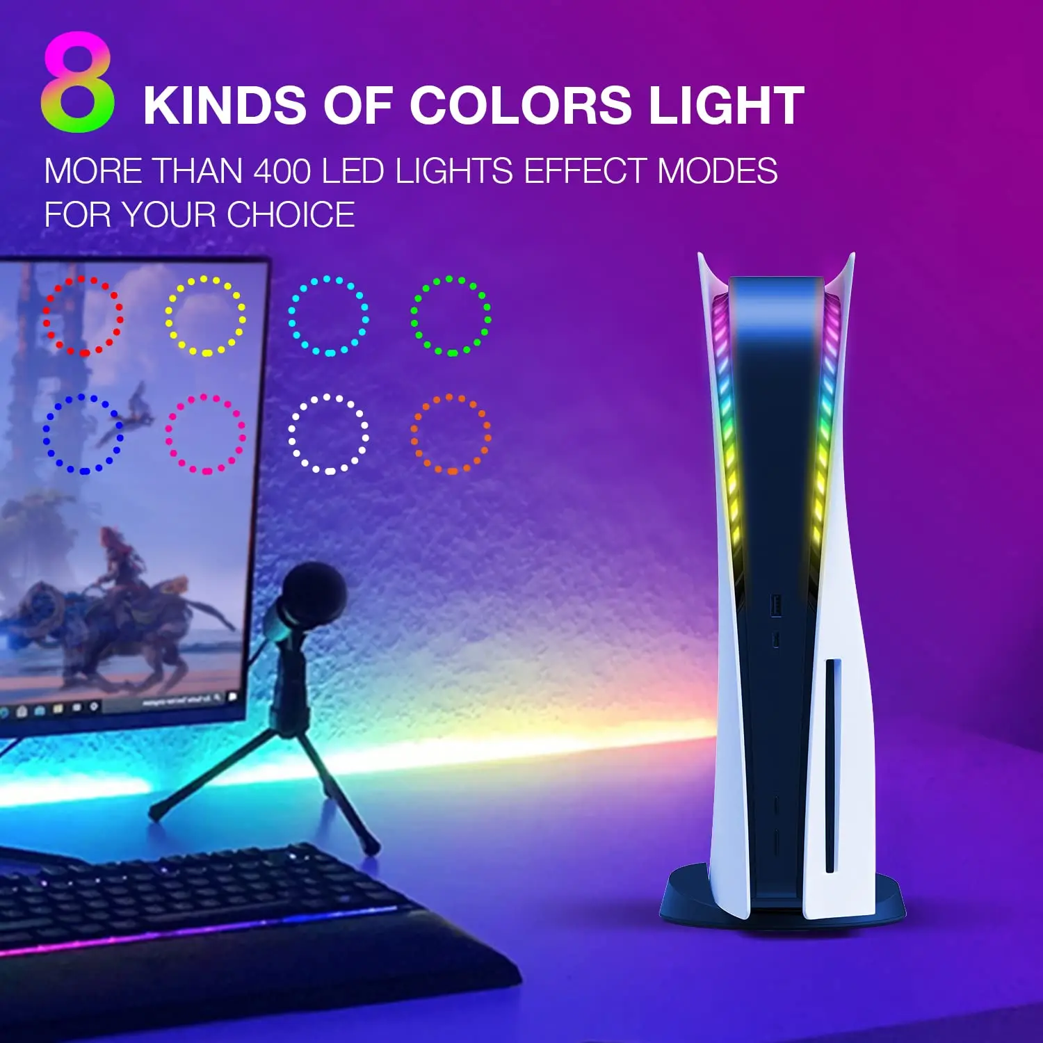 Dla Ps5 Led do gier neonowe światła pasek Rgb akcesoria zestaw oświetlenia Led do konsoli Playstation 5 edycja cyfrowa i Disc Edition