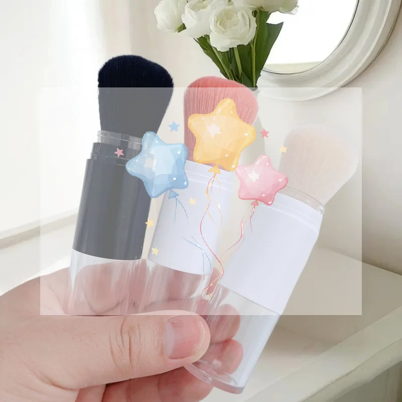 Multi-functional 2 in 1 Foundation Brush Makeup Brush Empty Travel Blush with Refillable Loose Powder Bottle Makeup Beauty Tools