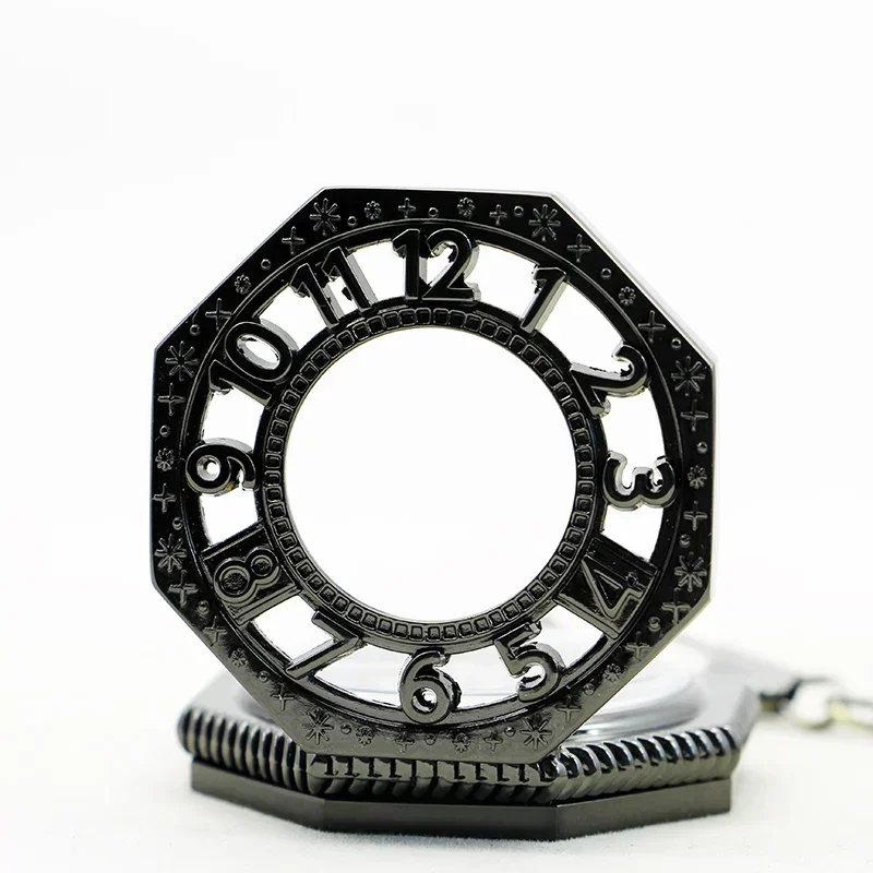 Black Hollow Fob Chain Zeshoekig Mechanisch Zakhorloge Mannen en Vrouwen Dame Horloges Heren Vintage Geschenken relojes de bolsillo