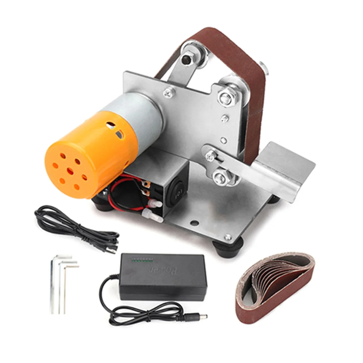 TOP RATED~Mini Belt Grinding Machine Tool with Sanding Belt Sharpening Grinding Electric Sander Diy Polisher Machine US Plug