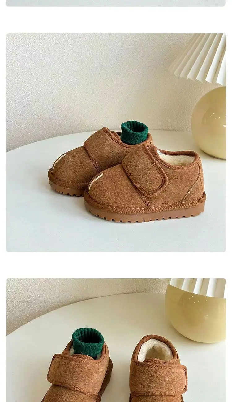 Kinder Winter Schnee Stiefel Neue 2025, Faux Wildleder Warme Plüsch Baumwolle Schuhe Jungen Mode Anti-slip Gummi Sohle mädchen Stiefeletten – Detail 7