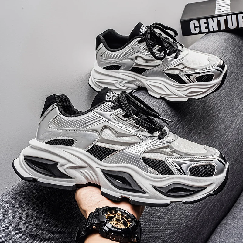 Men's Summer 2026 New Youth Mesh Breathable Anti-Odor Casual Sports Shoes Thick Bottom Heightening Dad Trendy Shoes