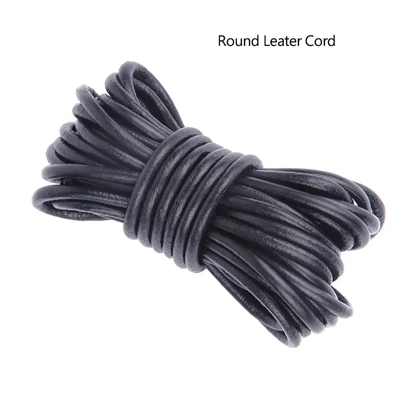 2Meter 1-20mm Black Genuine Leather Cord Flat Round Cow Leather Strap Rope Thread Fit Necklace Bracelet DIY Jewelry Accessories