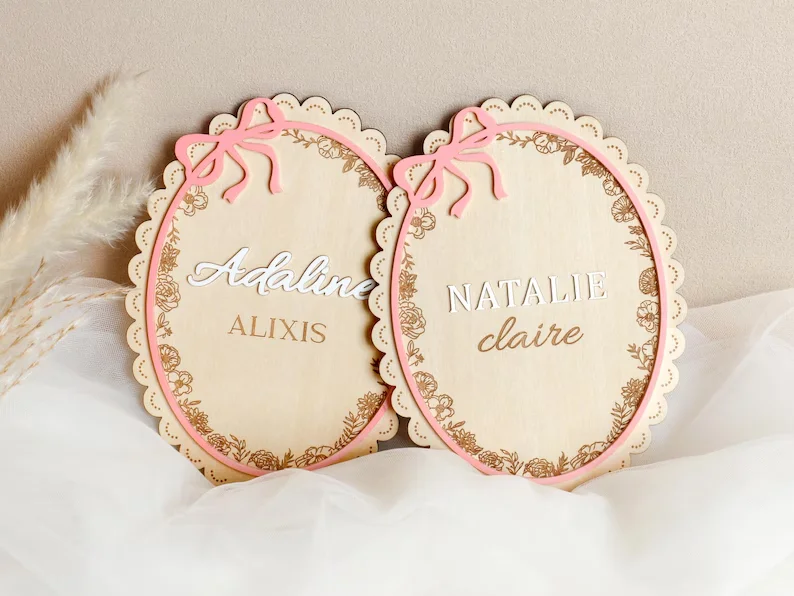 1pc Wooden Newborn Name Sign, Custom Baby Name Wood Sign, Name Reveal Photo Prop, Baby Photo Prop view 3