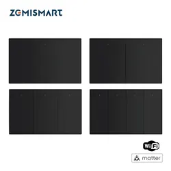 Matter Over WiFi US Smart Wall Light Switch 1 2 3 4 6 Gangs with Black Button Neutral Required Homekit SmartThings App Control