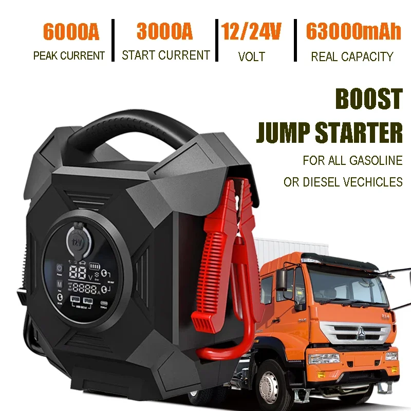 OEM ODM battery booster pack 12v 24 v con corrente di picco 6000A 12 24 volt jump starter batteria per auto jump starter 12/24V