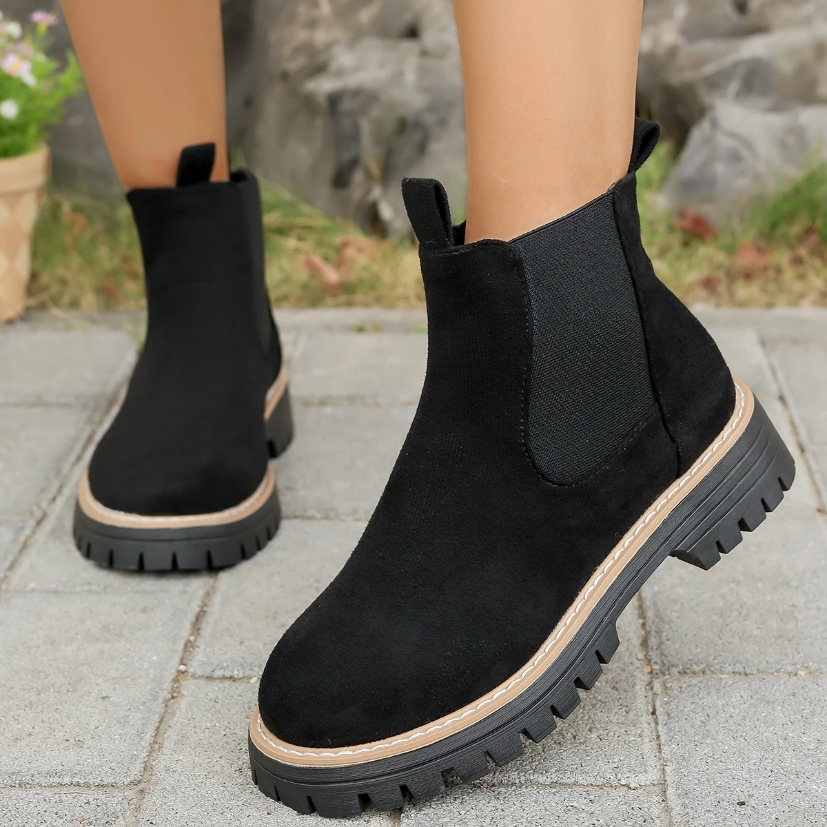 

Women Ankle Boots Large Size Platform Round Toe Women Short Boots Leisure Daily Concise New Shoes for Women Zapatos De Mujer