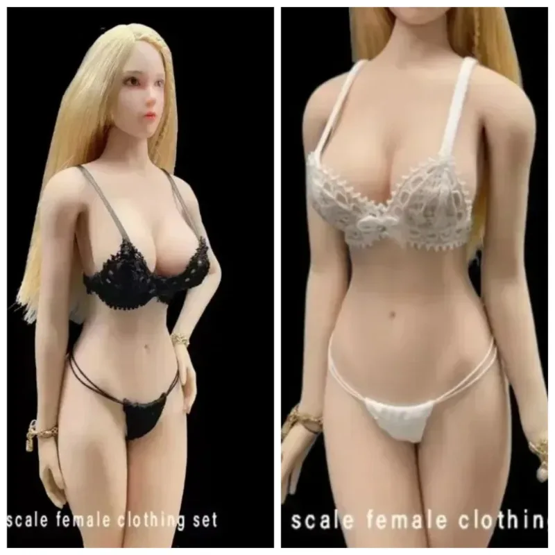 

1/6 Scale Lace Hollowed Bra Briefs Set Underwear Lingerie Model Two Colors for 12" Female Soldier Figure Doll Gift Display Toy