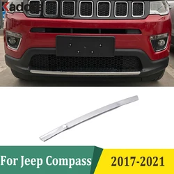 For Jeep Compass 2017 2018 2019 2020 2021 Chrome Front Bottom Bumper Cover Trim Lower Grille Moudling Strip Car Accessories