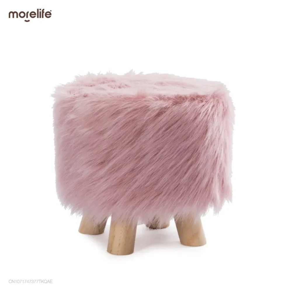 

Nordic Creative Plush Pink Cute Shoe Changing Stool Home Living Room Imitation Wool Sofa Stools Small Ottoman Bench Furniture