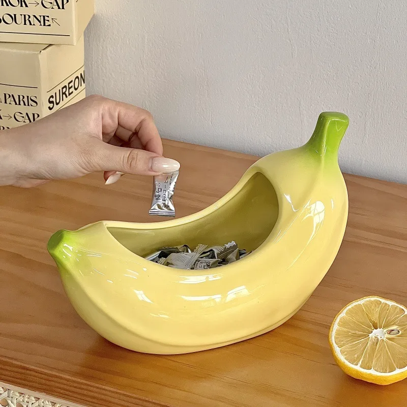 

Creative Banana Ceramic Fruit Tray, Anti Anxiety Fruit Tissue Box, Living Room Decoration, Coffee Table, Dopamine Storage Tray