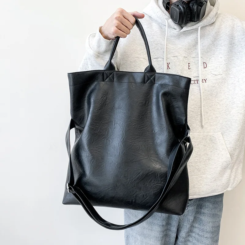 

Large Capacity Top-handle Bag for Men Soft PU Leather Crossbody Shoulder Bag for Daily Use Ladies Handbag for Travel Casual Tote