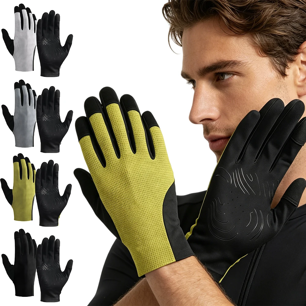 1 Paar dünne Fahrradhandschuhe mit langen Fingern für Damen und Herren, atmungsaktive, leichte Touchscreen-Handschuhe zum Wandern, Laufen, Training, Fahren