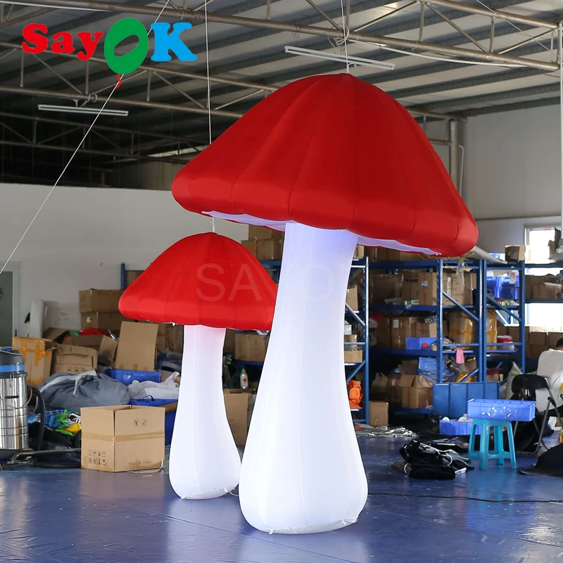 SAYOK Giant Inflatable Mushroom Lighting Decoration Inflatable Mushroom with Color Changing for Event Wedding Party Decoration