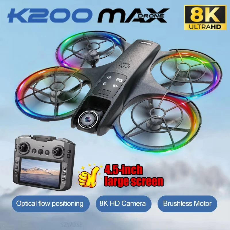 

Новинка 2025 года, K200Mini MAX Drone, профессиональный 4K HD, двойной экран камеры, оптический поток, дрон, игрушки, бесщеточный квадрокоптер, игрушечный дрон, подарок