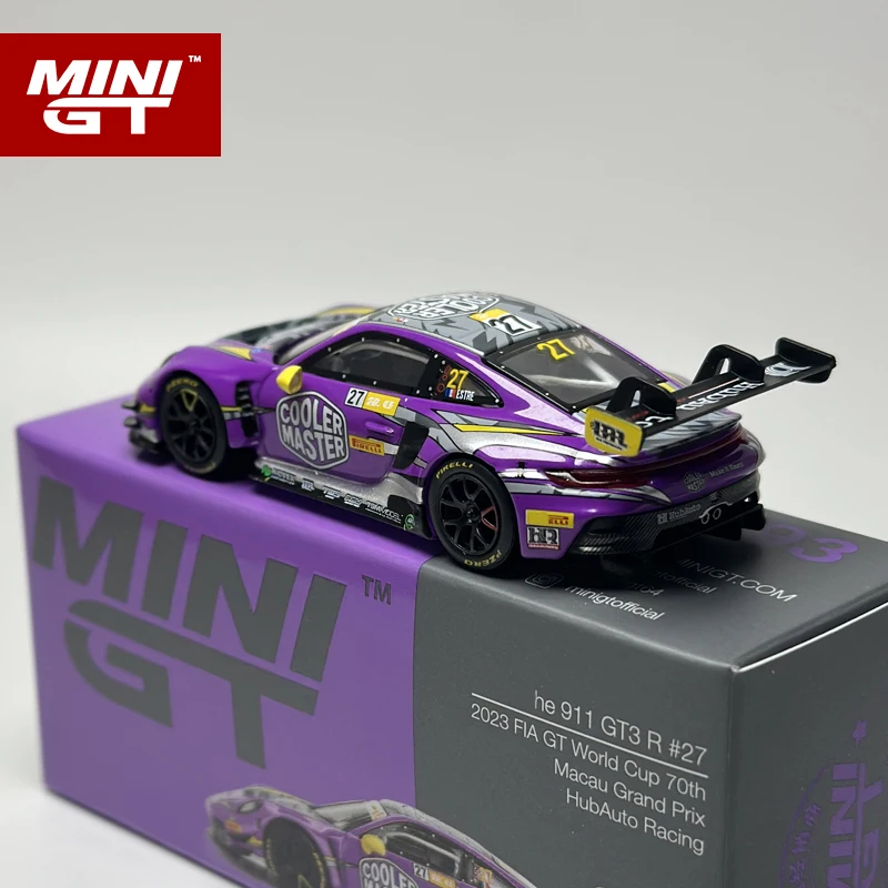 MINIGT 1:64 Purple 911 GT3 R #27 HubAuto Racing 2023 alloy car