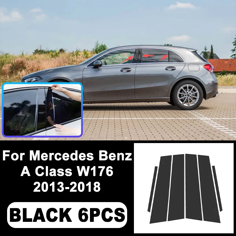 

For Mercedes Benz A Class W176 2013-2018 B/C Pillar Stickers - PC Window Decorative Trim for Middle Pillar,Car Accessories 2014
