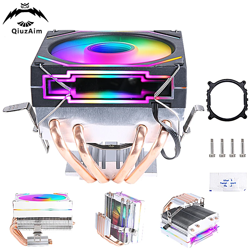 QiuzAim Air-cooled Radiator cpu fan 4pin/PWM 4 Heat Pipe PC Cooler Processor Installing Intel LGA2011 x79 x99 am3 am4 am5 AMD