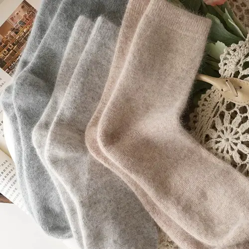 Sock Leisure Ankle Crew Fuzzy Autumn Winter Rabbit Fur Women mid-calf Thickened Warm Soft Wool Socks 8W96 - Image 4