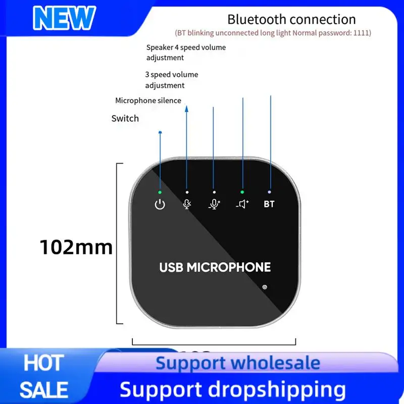 

Optimal Desktop USB Conference Speakerphone BT Microphone 360° Omnidirectional Condenser Computer Mic With Speaker