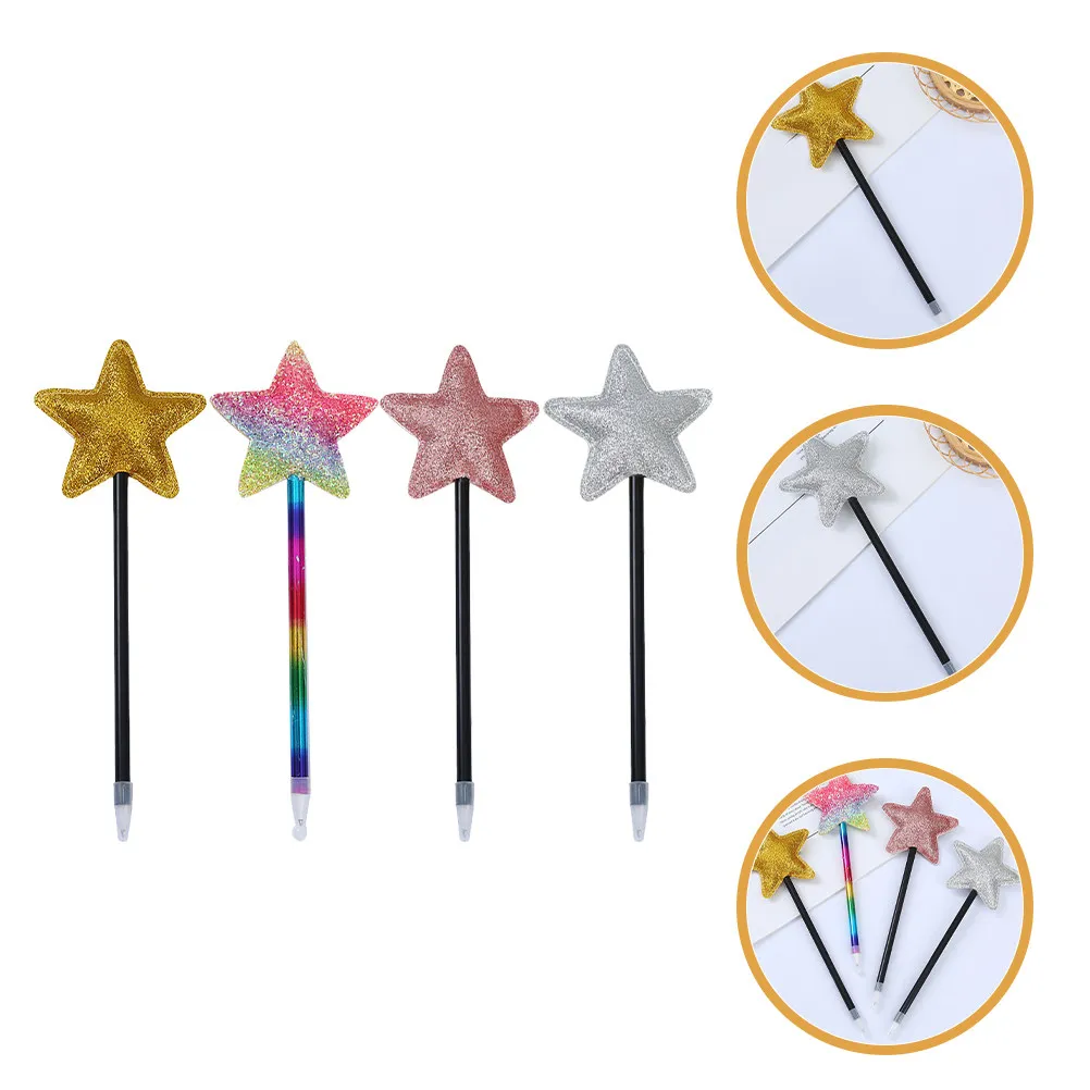 

4Pcs Star Pattern Ballpoint Pens Fine Point Retractable Smooth Gel Ink Writing Tools for Classroom Notes Journaling Scrapbooking