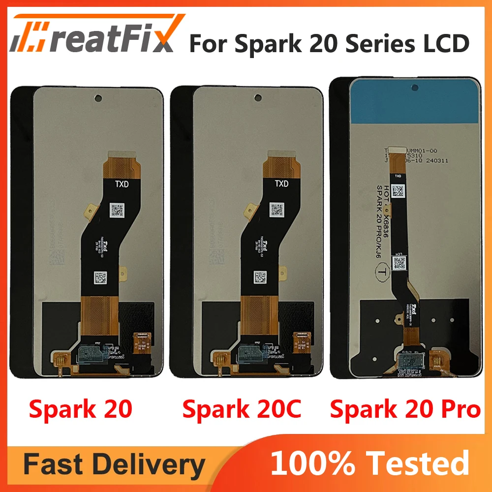 For Tecno Spark 20 Pro KJ6 LCD Display Spark 20C BG7 LCD Screen Touch Panel Digitizer For Tecno Spark 20 KJ5 LCD Sensor Display