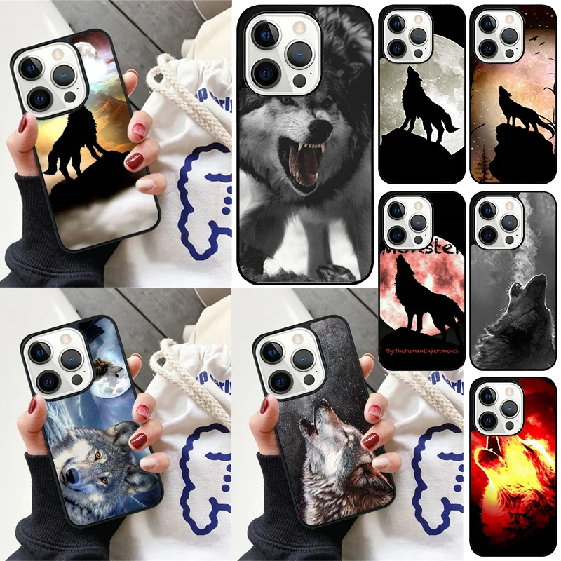 Wolf howled phone Case Cover For iPhone 16 15 14 Plus X XR XS for apple 16 11 12 13 mini Pro Max coque