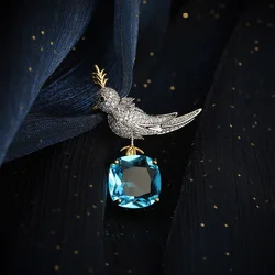 Elegant Freshwater Pearl Lady Brooches Cute Bird Luxurious Crystal Zircon Broche Dress Accessories Pin Birthday Gift for Friends