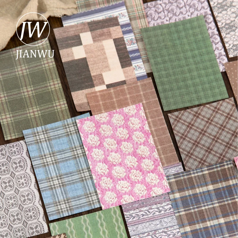 JIANWU Letter From The Sewing Room Series Vintage Plaid Landscape Collage Scrapbook Material Paper Junk Journal Stationery