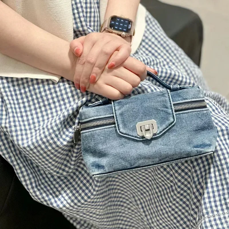 New washed lunch box hand carry shoulder messenger women's bag